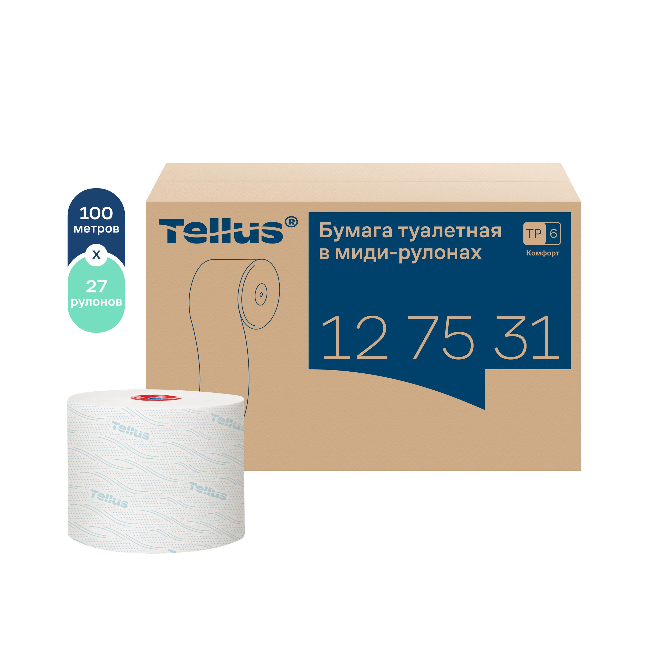 Tellus бумага туалетная в миди-рулонах